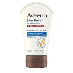 Aveeno Skin Relief Intense Moisture Hand Cream with Soothing Prebiotic Oat for Dry Skin, Sensitive Skin Cream Softens & Smooths Hands & Lasts Through Hand Washing, Fragrance